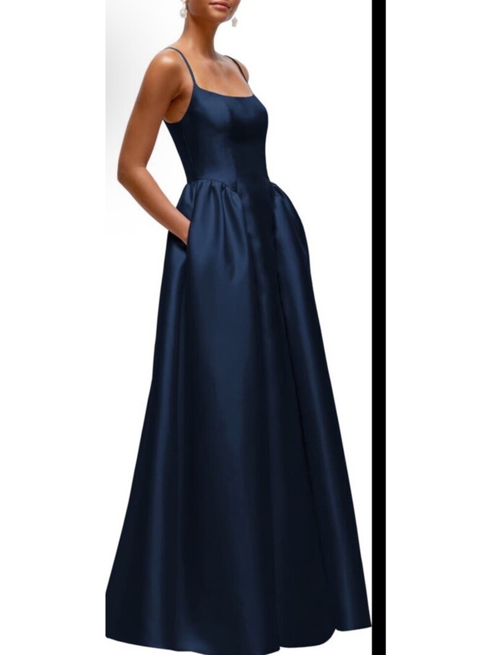 NWT Dessy Collection Sleeveless Satin Gown In Midnight Size 12 $279 - Picture 3 of 10